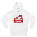 Sneaker Box Graphic Hoodie — Red High-Top Shoe Design